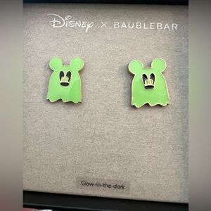 Disney glow in the dark green Mickey Halloween Baublebar Earrings